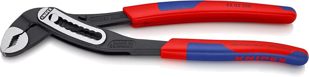 KNIPEX Alligator, Wasserpumpenzange | Rohrzange, Chrom-Vanadium mit schlanken 2K-Griffen, atramentie