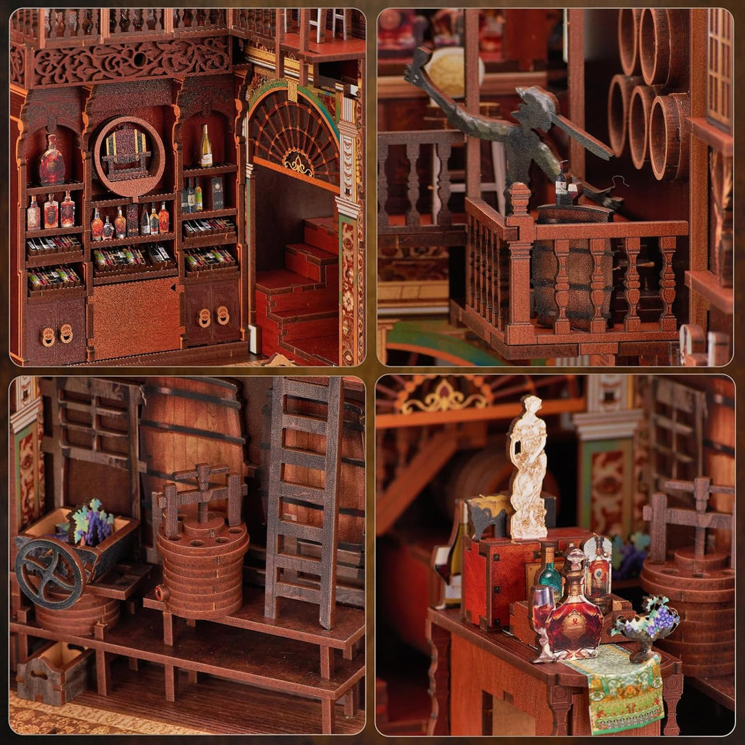Book Nook Kit DIY Miniatur Kit Buchstütze 3D Holzpuzzle mit Staubschutzhülle für Bastelenthusiasten