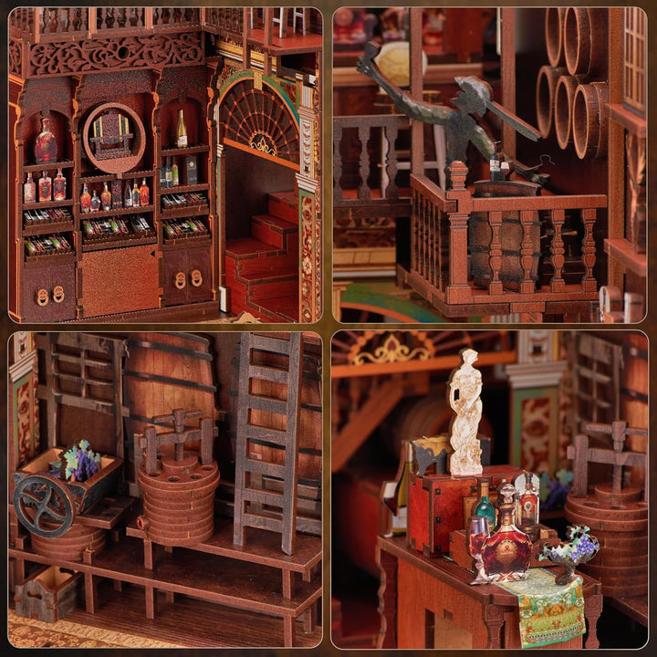 Book Nook Kit DIY Miniatur Kit Buchstütze 3D Holzpuzzle mit Staubschutzhülle für Bastelenthusiasten