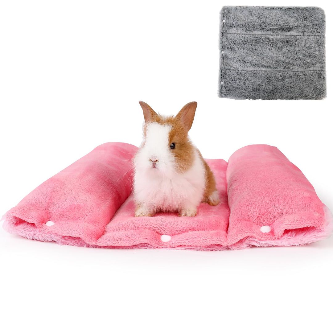 ONEJU Snuggle Bunny Bed, 43.5cm x 38cm Kaninchenbett mit Kissen, wendbare Kleintiermatte mit Zwei au