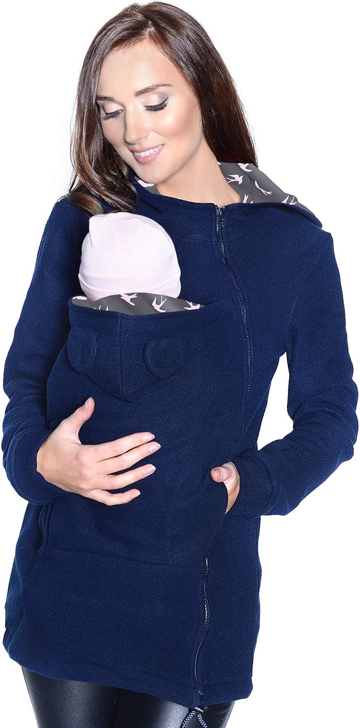 MijaCulture Tragejacke/Fleecepullover für Tragetuch Tragepullover für beide 3073A (44, Dunkelblau/Vö