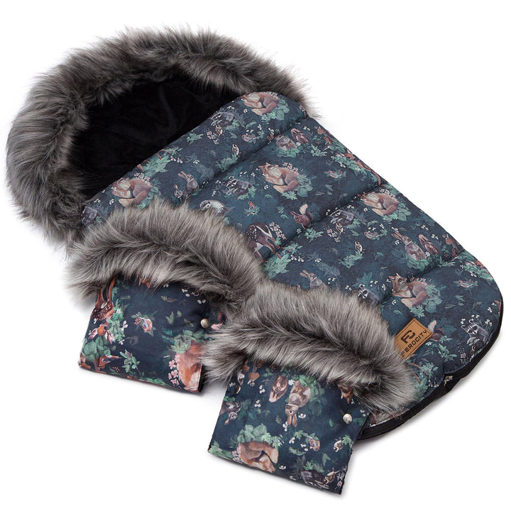 BabyFusssack Minky WinterFusssack und Handmuff SET für Kinderwagen Masse 85 cm für Buggy Mit Fell Ka