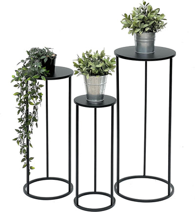 DanDiBo Blumenhocker Metall Schwarz Rund Blumenständer Beistelltisch 96316 3er Set Blumensäule Moder