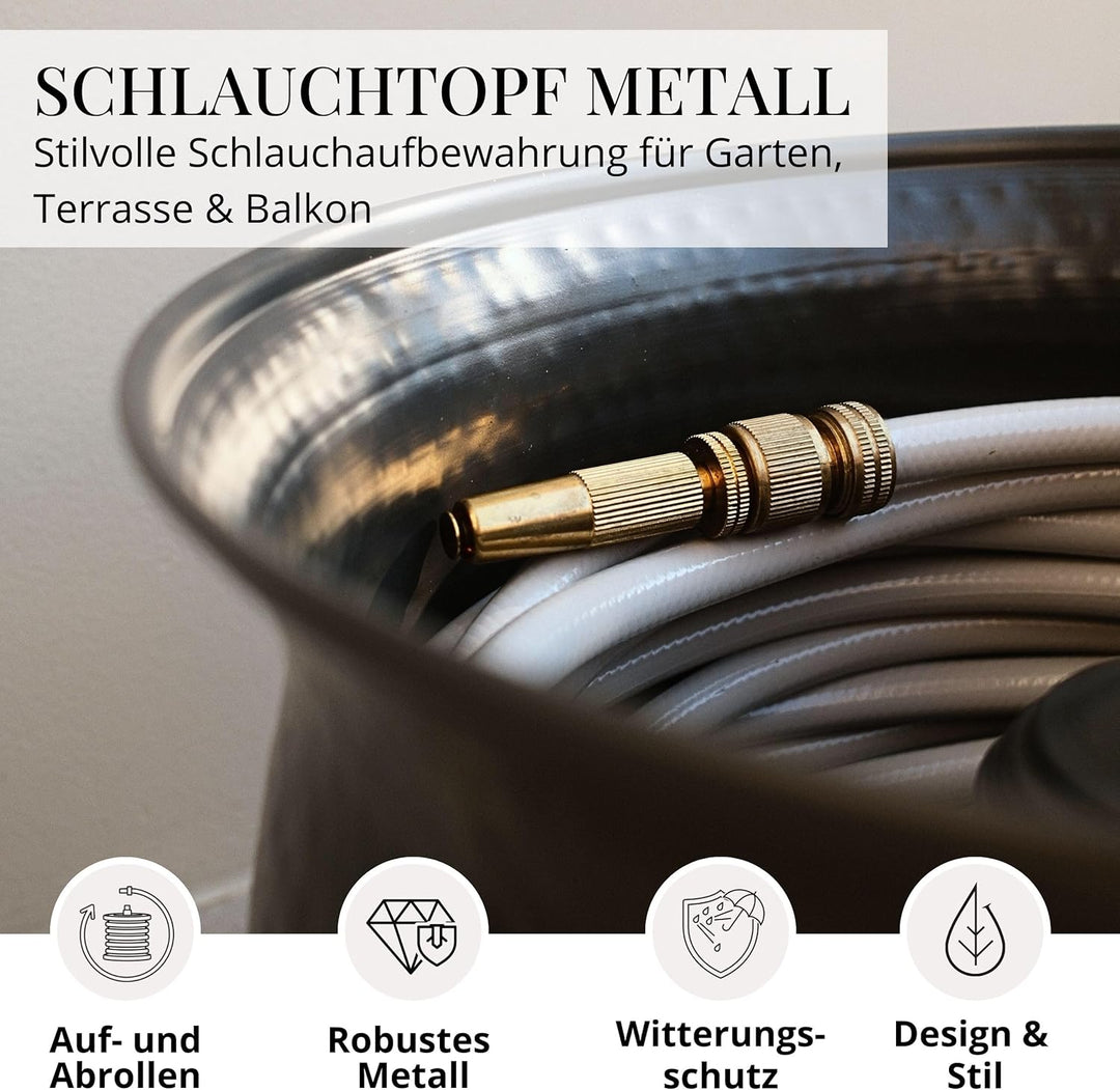Livlig53 LIVLIG Schlauchtopf zur Aufbewahrung von Gartenschläuchen, Schlauchkübel aus Metall für fle