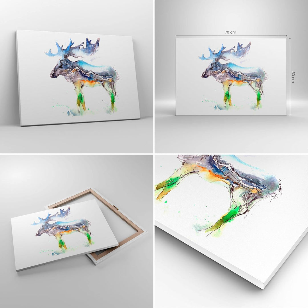 Bilder auf Leinwand Moose Berge Winter illustration Leinwandbild 70x50cm Wandbilder Dekoration Wohnz