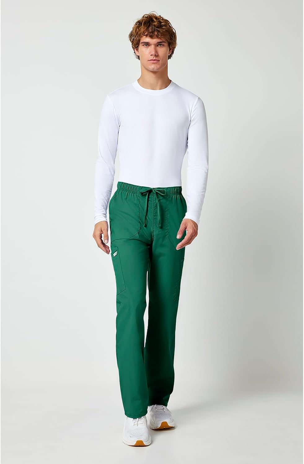 Workwear Professionals Men Scrubs Pant Tapered Leg Fly Front Cargo WW190 XS Hunter Green, XS Hunter