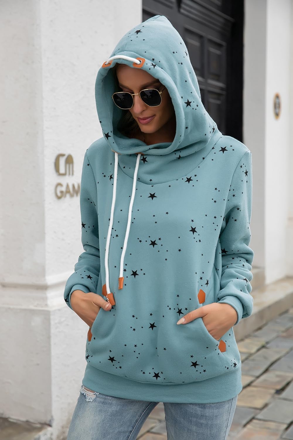 Cassiecy Damen Kapuzenpullover Winter Langarm Hoodie Pullover Baumwoll Casual Sweatshirt Winterjacke