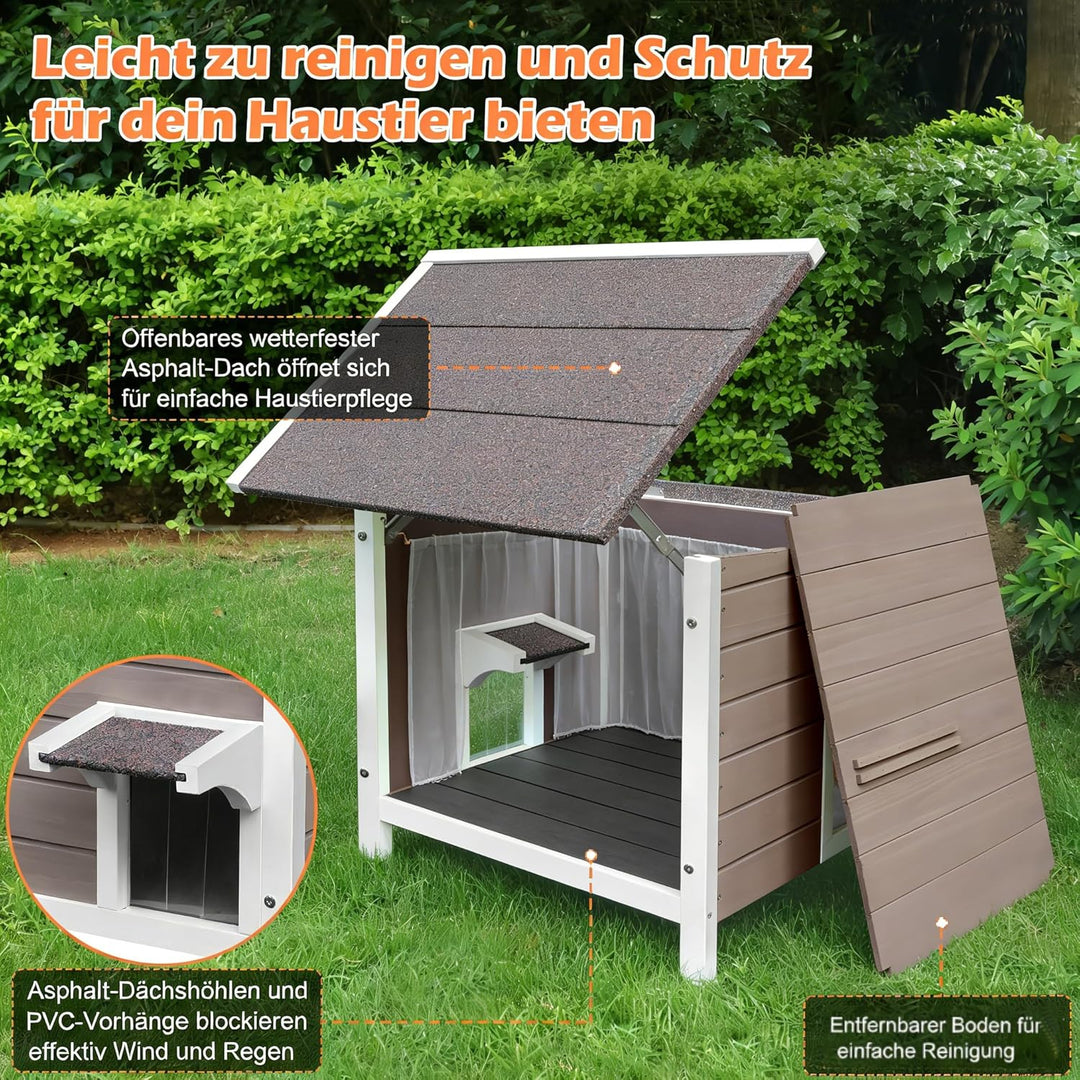 HiCaptain 100% Vollisoliert Katzenhaus mit 6-Seiten Schaum,Wetterfeste Katzenhütte draussen für mehr