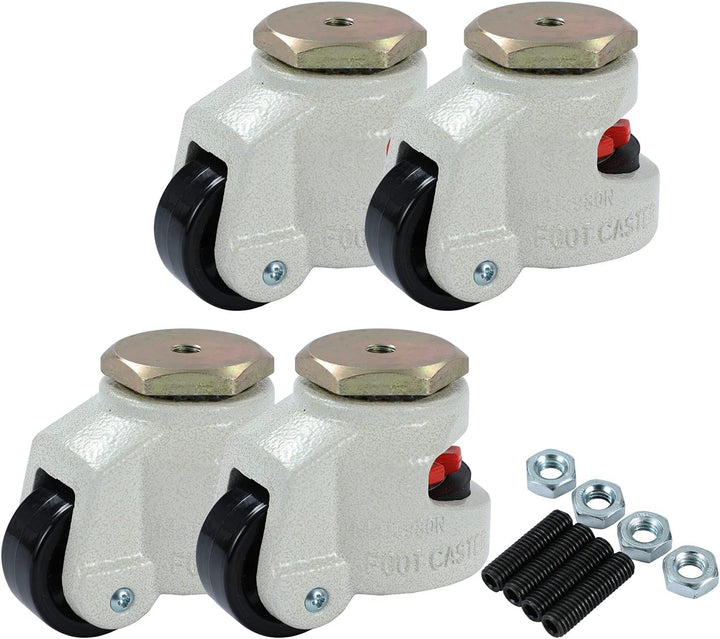 KATSU Schwerlast Lenkrollen Set 4 Stück, 2000kg Tragfähigkeit, Einziehbare, Bewegliche Nivellier Len