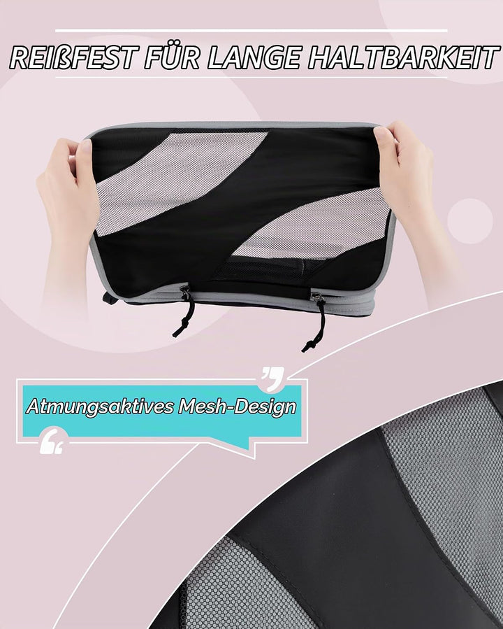 BAGSMART Packing Cubes Compression 6 Stück, Packwürfel Kompression Koffer Organizer Set, Travel Esse