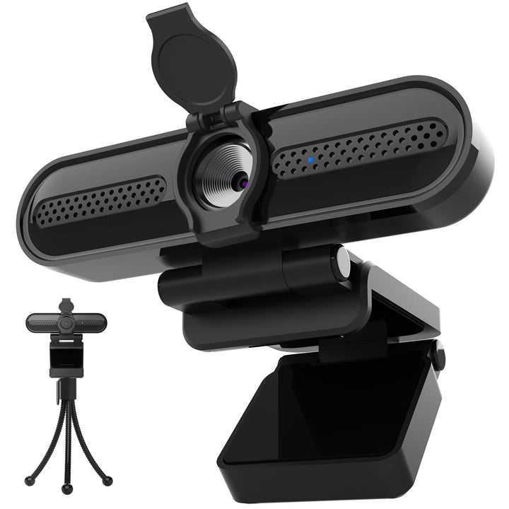 VIZOLINK W4DS Webcam 4K, PC Webcam mit Mikrofon, 78°Sichtfeld, Fester Fokus, Plug&Play, Stativ und A