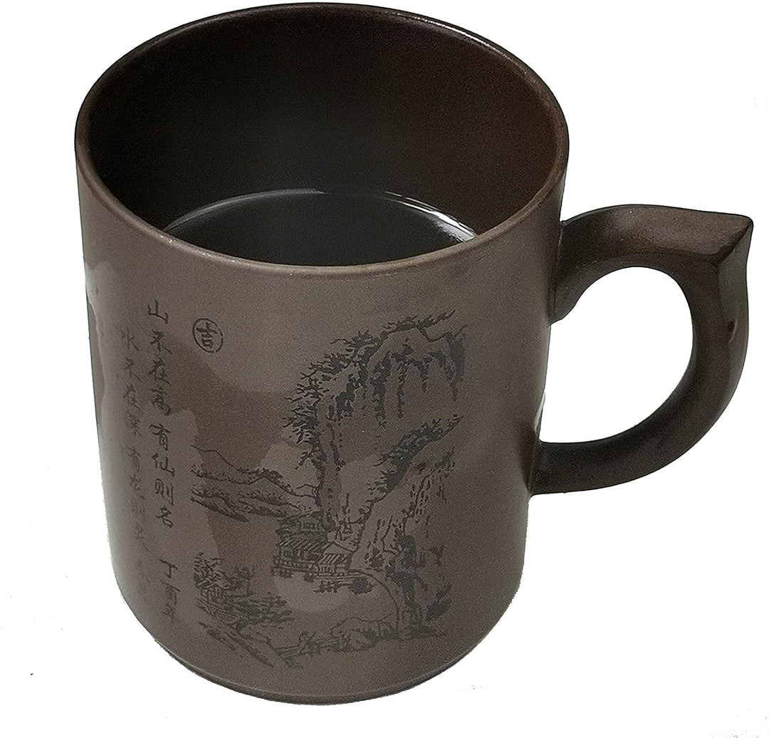 Lila Sand Ton Teetasse 500 ml Chinesische Zisha Teetassen Griff Lippe Tassen (schwarz), Schwarz