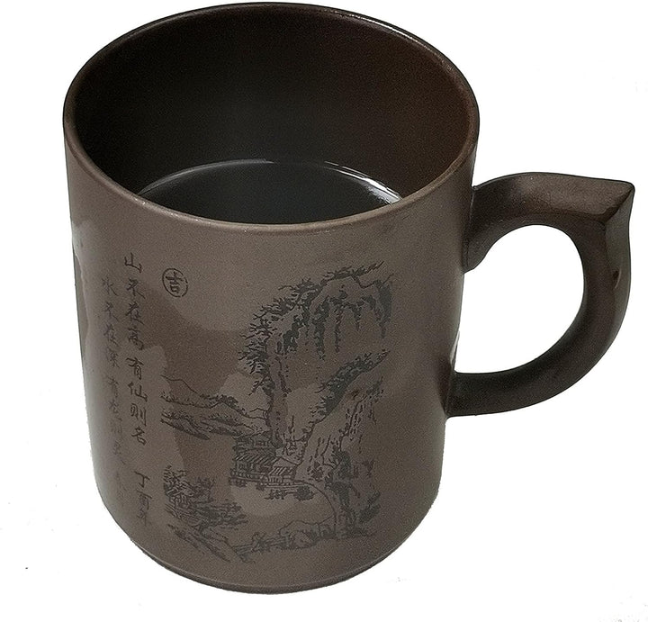Lila Sand Ton Teetasse 500 ml Chinesische Zisha Teetassen Griff Lippe Tassen (schwarz), Schwarz