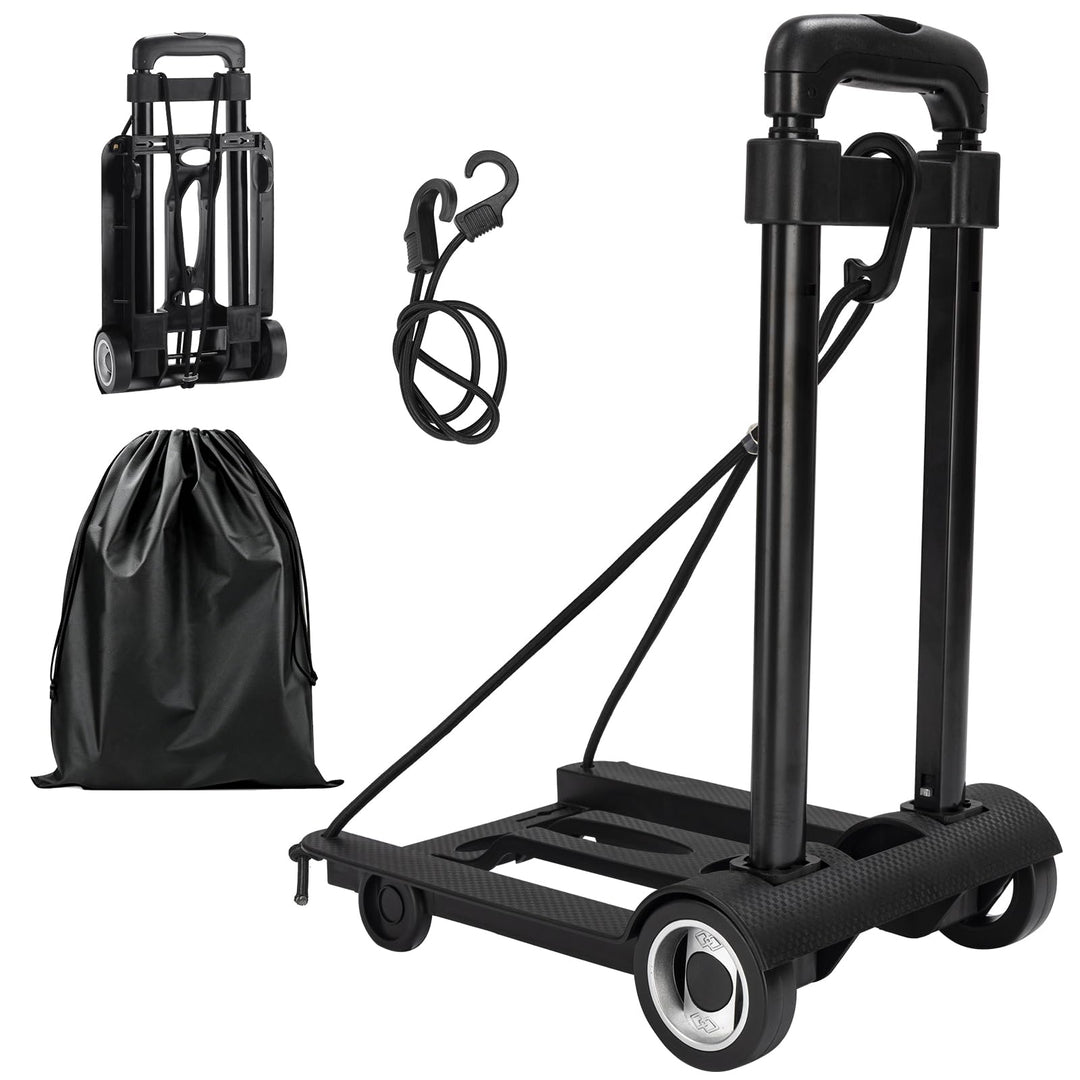 Plattformwagen Sackkarre Klappbar, 50KG Faltbarer Handkarre Kompakt mit Rädern, Mini Transportkarren