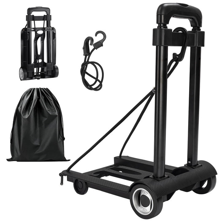 Plattformwagen Sackkarre Klappbar, 50KG Faltbarer Handkarre Kompakt mit Rädern, Mini Transportkarren