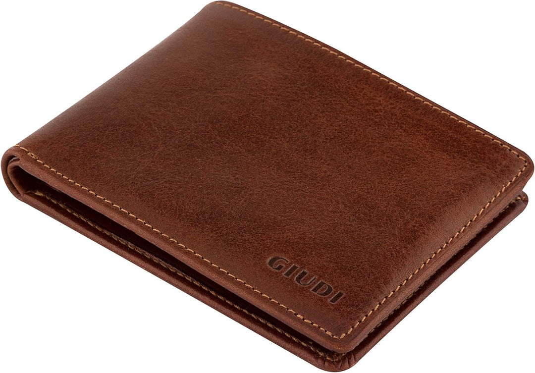 Giudi Herren-Geldbörse, Rindsleder, Mittelgross, Braun, Braun