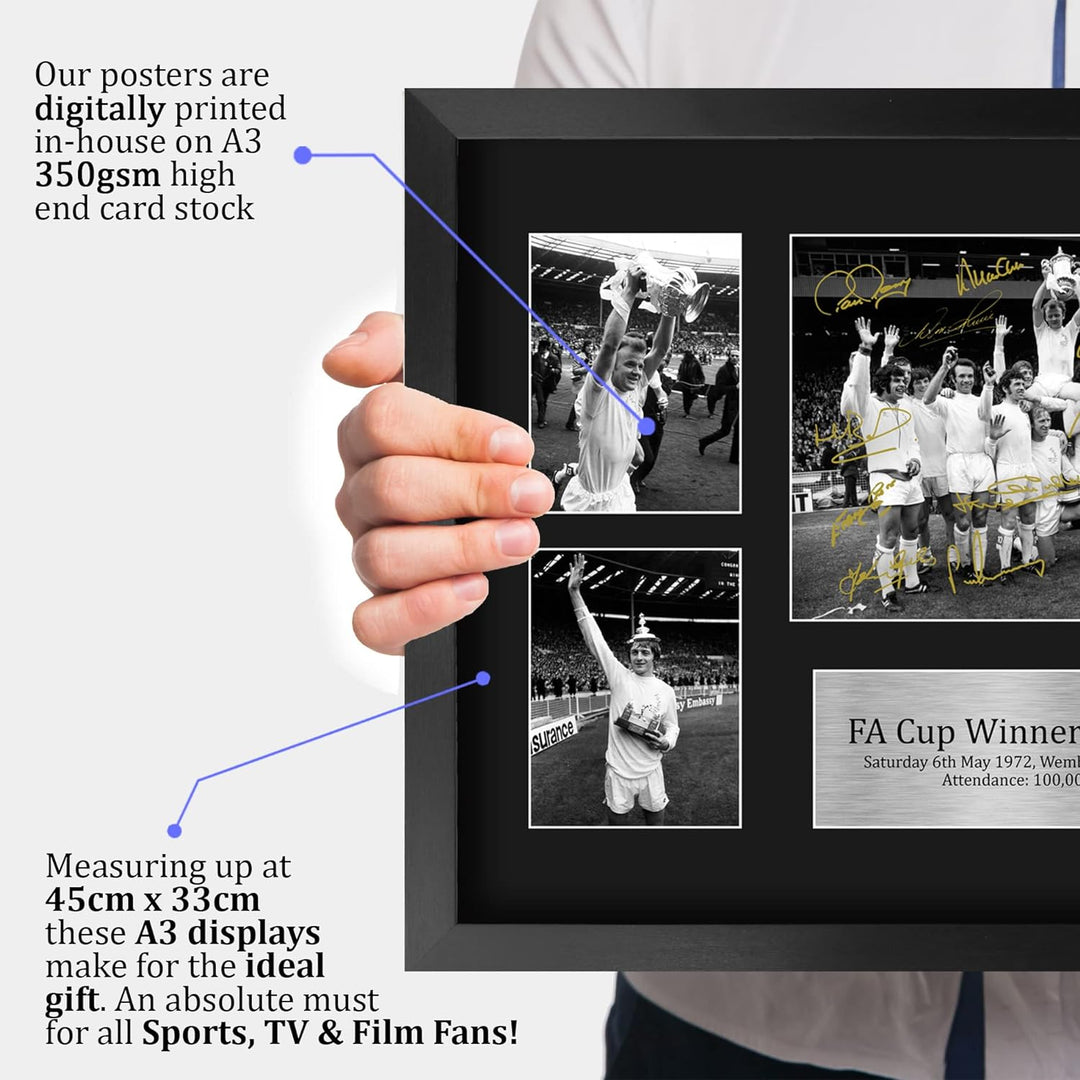 HWC Trading FR A3 Leeds United 1972 FA Cup Winners Autogramm-Display für Fussballfans und Fans, gera