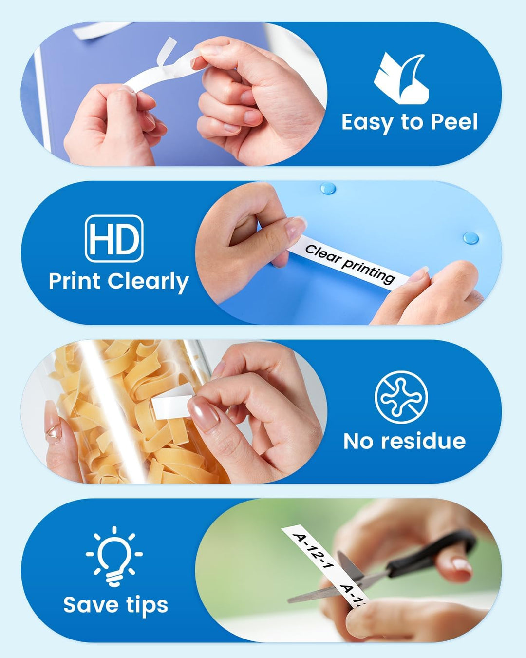 Aze 12mm Schriftbänder Kompatibel mit Brother p-touch Bänder 12mm, Schwarz auf Weiss/Transparent/Rot