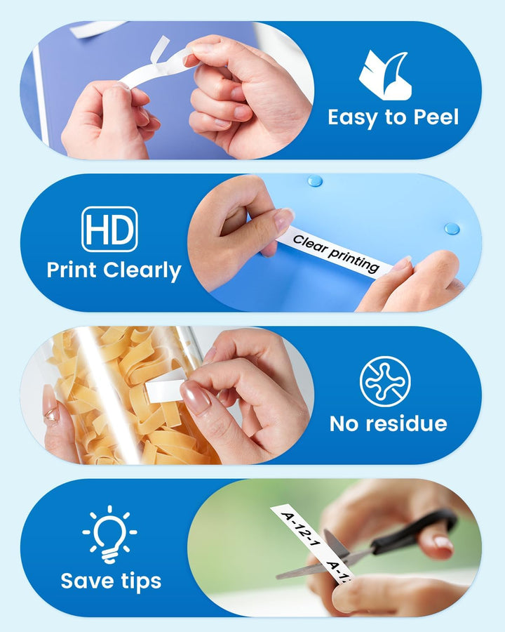 Aze 12mm Schriftbänder Kompatibel mit Brother p-touch Bänder 12mm, Schwarz auf Weiss/Transparent/Rot