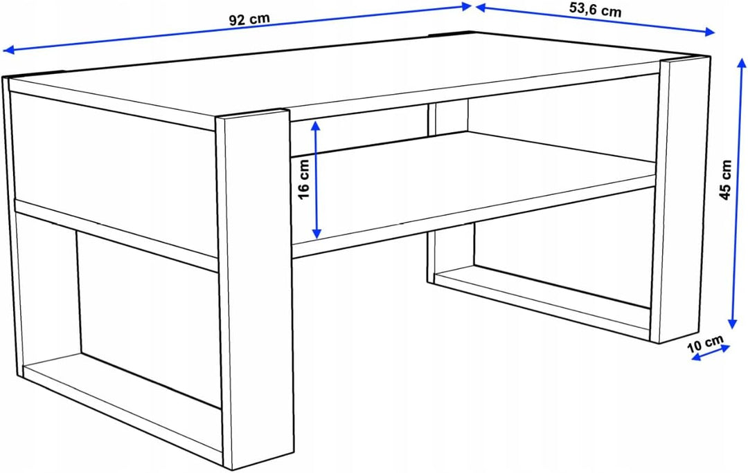 Couchtisch 92×53.6 cm – Wohnzimmertisch aus Holzwerkstoff, Stabiler & moderner Kaffeetisch mit zusät