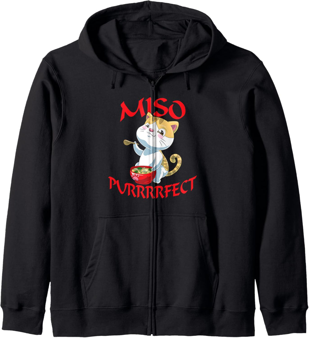 Niedliche Japanische Katze Miso Suppe Kapuzenjacke