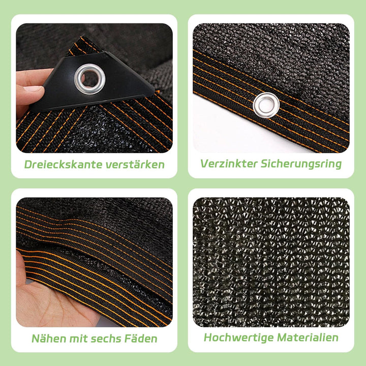 Schattiernetz Schattierungsnetz Garten, Schattennetz mit Ösen, 3x3m Sonnensegel 85%-90% UV-Beständig