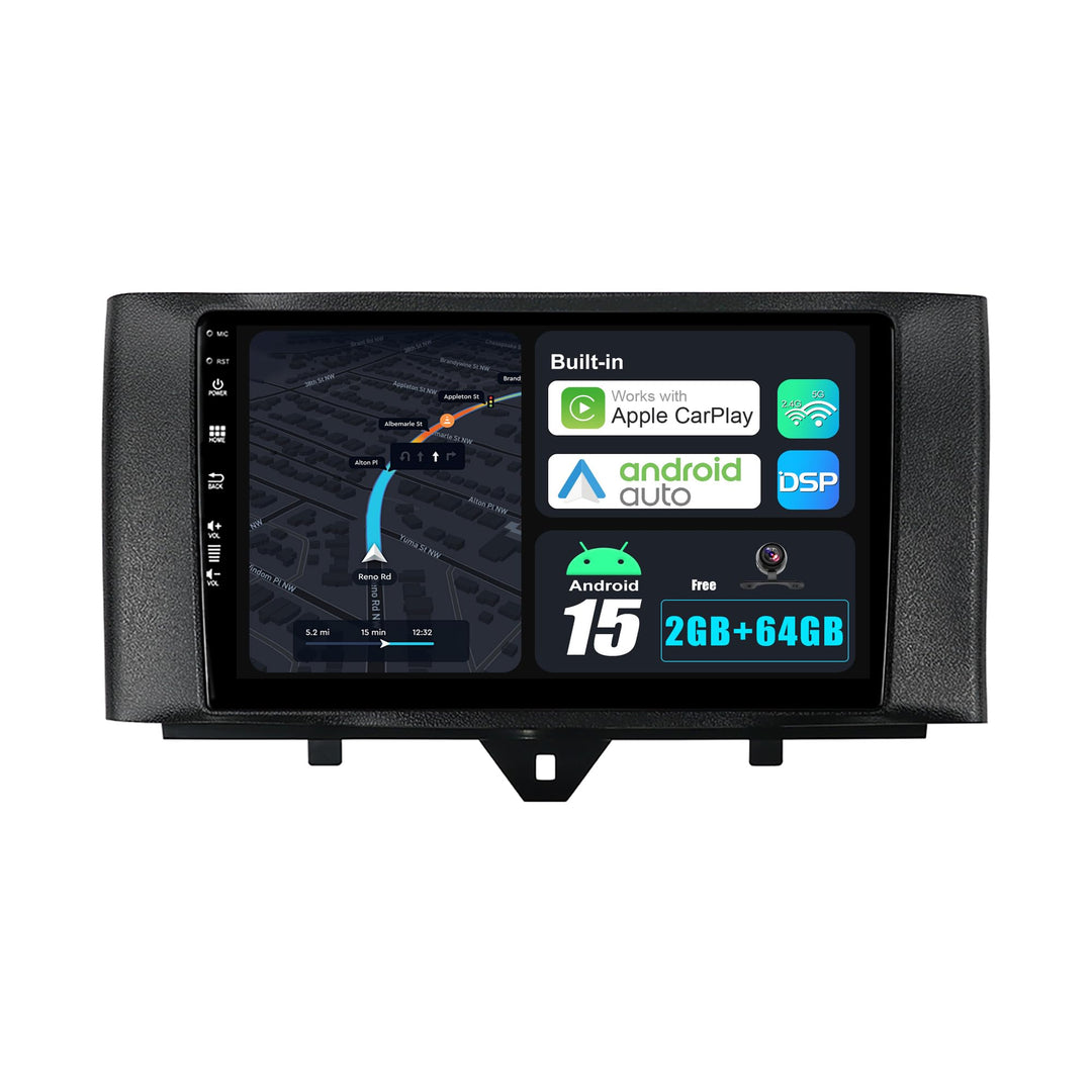 Android 15 IPS Autoradio Passt für Mercedes Benz Smart Fortwo (2011-2015) - Eingebautes CarPlay Andr