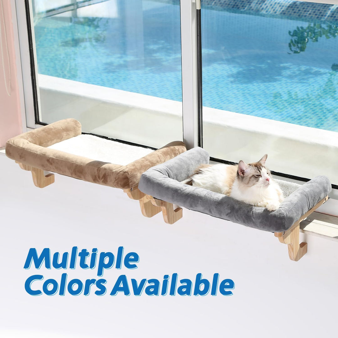 Zakkart Katzen-Sitzstange für Fensterbank mit Nackenrolle, orthopädisches Hängematten-Design mit hoc
