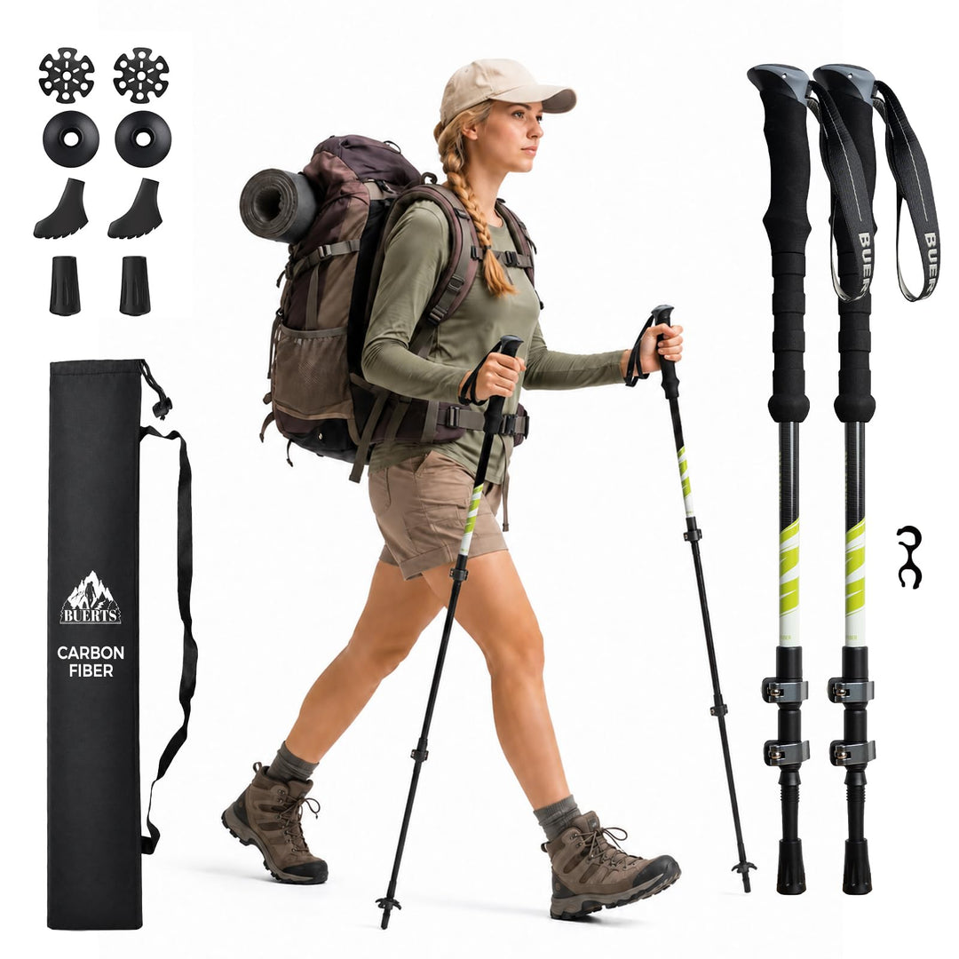 Carbon Trekkingstöcke 2er Set – Nordic Walking Stöcke Damen Herren, Wanderstöcke Teleskop Faltbar, U