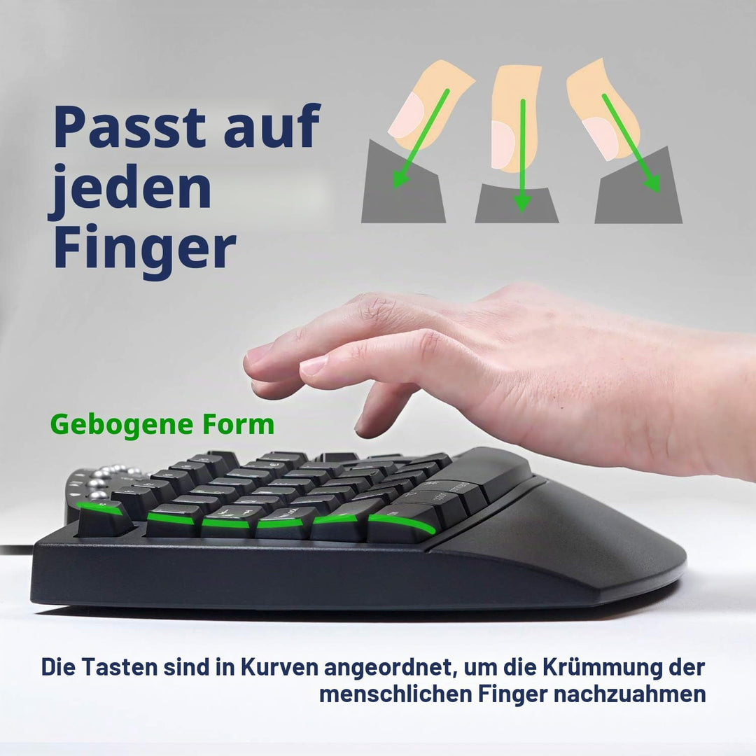 Perixx PERIBOARD-512 Ergonomische Split-Tastatur, USB, unterteiltes Design, mit 7 Multimedia-Tasten