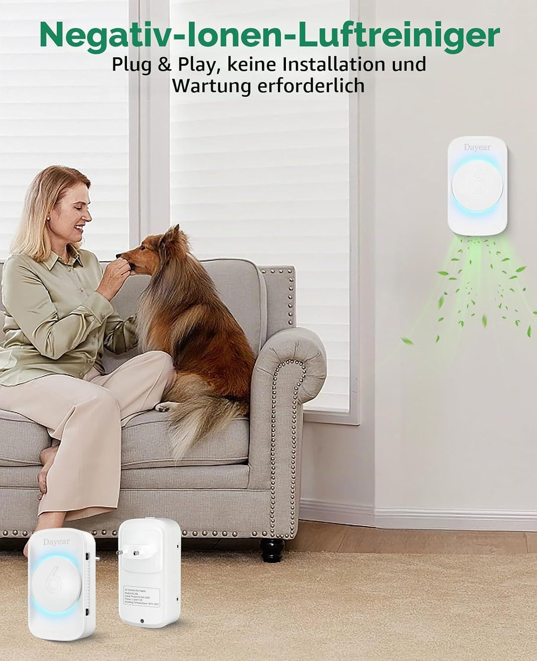 Luftreiniger, Dayear Air Purifier Ionizer Generator, Plug in Negativ Ionen Luftreiniger für Büro, Zi