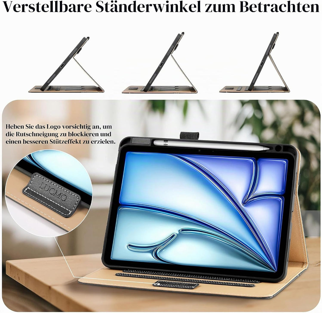 LUCMO Hülle für iPad Air 11 Zoll M3 / M2 / Air 5 / Air 4 10,9 Zoll, PU Leder Schutzhülle mit Ständer
