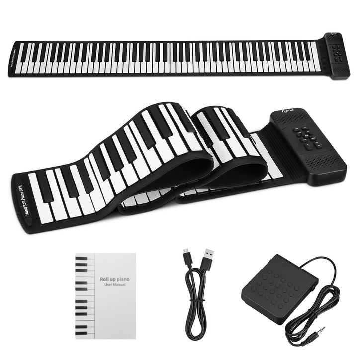 Aufrollbares Keyboard-Piano 88 Tasten, E Piano 88 Tasten für Anfänger, mit 14 Demo/128 Rhythmen/128