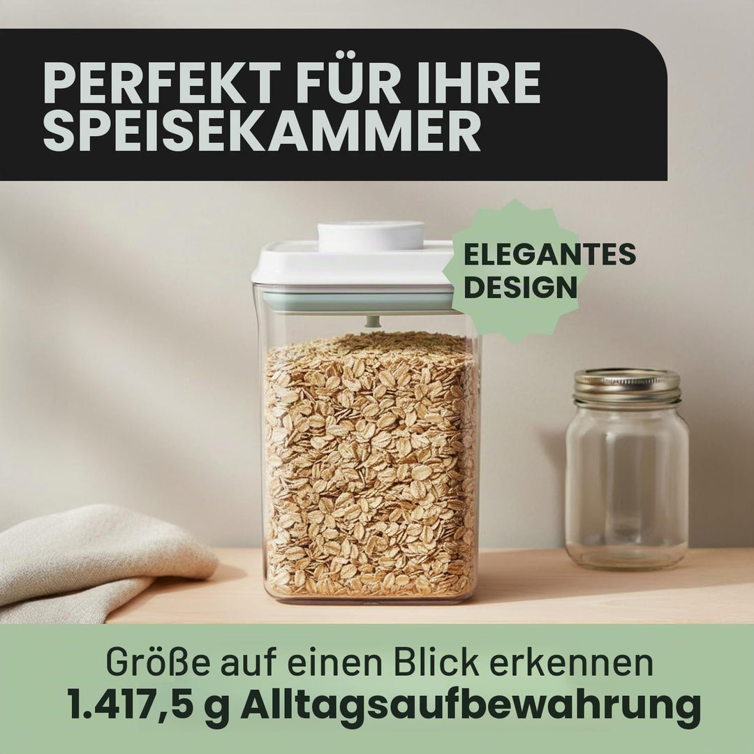 iChewie - BopTop (2er-Set) Luftdichter Lebensmittel-Lagerbehälter - Mechanischer Silikondichtungskan