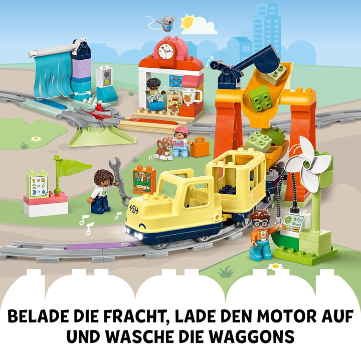 LEGO DUPLO Town Grosse interaktive Eisenbahn, Bauspielzeug für Kleinkinder ab 3 Jahren, Push & Go Lo