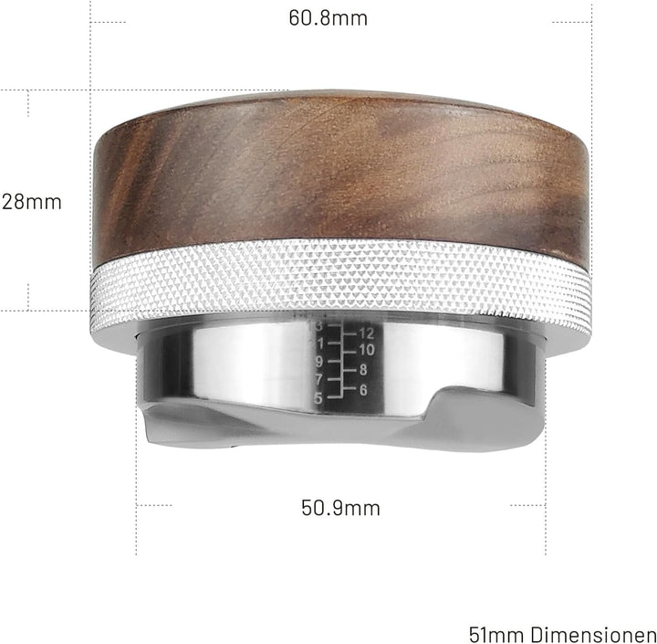 NOTSEK Espresso Distributor 51mm, Walnuss Höhenverstellbar Coffee Distributor für Kaffee Siebträger,