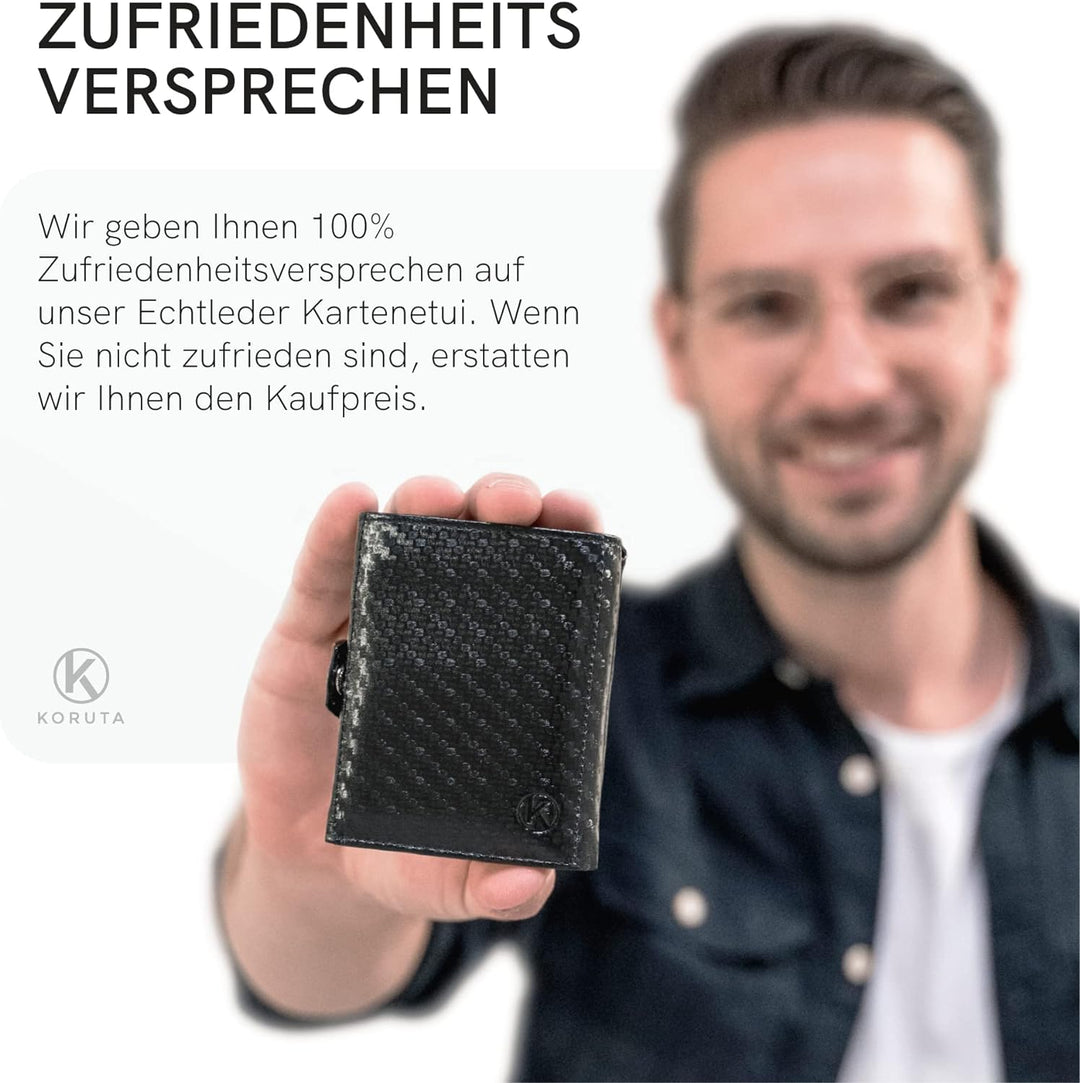 KORUTA® Slim Wallet mit Münzfach &amp; RFID Schutz - Kartenetui - Mini Geldbörse für Herren &amp; Damen - Kr