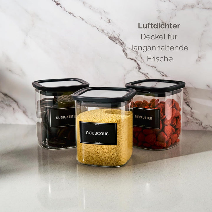 Vorratsgläser eckig mit Glasdeckel 1000ml [3er Set] 3x 1000ml, 3x 1000ml