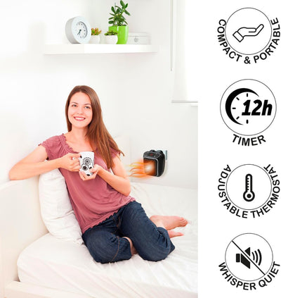 STARLYF Power Heater Elektrischer Wandheizer, Heizstrahler mit Thermo-Keramik-Technologie, Steckdose