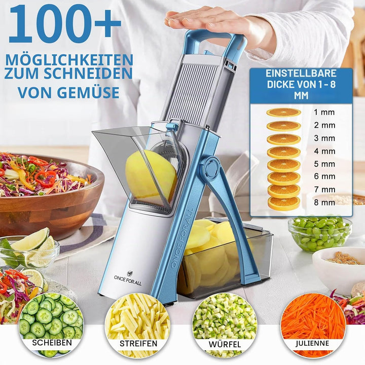 ONCE FOR ALL Gemüseschneider mit Auffangbecken, Gemüsehobel ideal als Pommesschneider &amp; Kartoffelsch