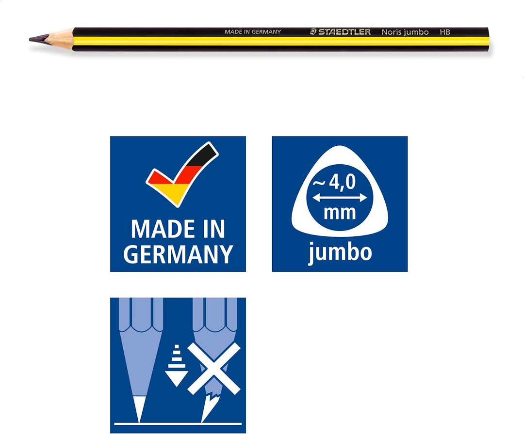 STAEDTLER Schreiblernstift Noris jumbo, dicker Bleistift in Dreikantform, hohe Bruchfestigkeit, Härt