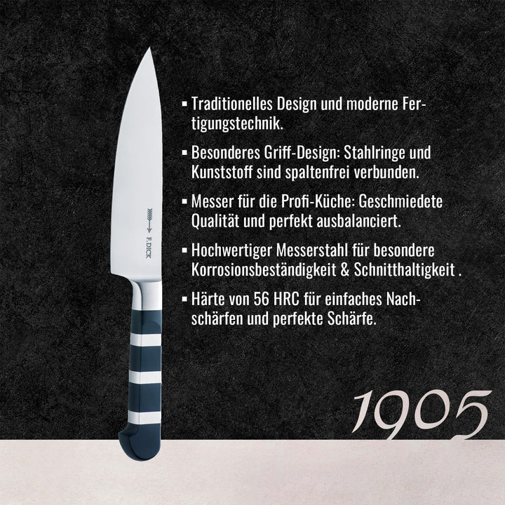 F. DICK Kochmesser, Küchenmesser, 1905 (Messer mit Klinge 15 cm, X50CrMoV15 Stahl, nichtrostend, 56°