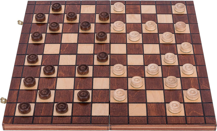 Square - Damespiel - 100 Feld - Dame Set aus Holz - Brett 40 x 40 cm