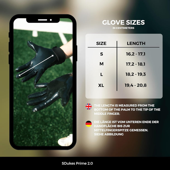 SDukes Prime 2.0 American Football Handschuhe Gloves Receiver Empfänger, Weiss