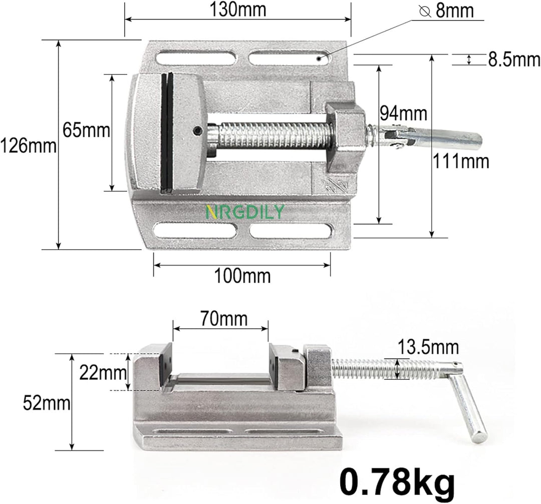 NRGDILY Bohrmaschinen-Schraubstock, Klemme für Bohrer, Säulenbohrer, Fräsmaschinen, Einstellung 4 Zo