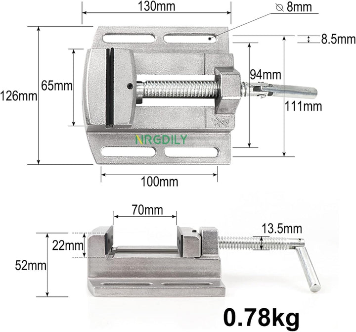 NRGDILY Bohrmaschinen-Schraubstock, Klemme für Bohrer, Säulenbohrer, Fräsmaschinen, Einstellung 4 Zo