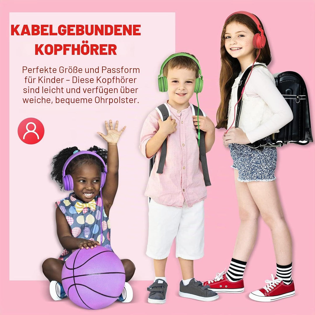 Rockpapa 952 Kinder Kopfhörer mit Kabel, Kopfhörer Kinder Mädchen, HD Mikrofon, Klinke 3.5 mm, Faltb