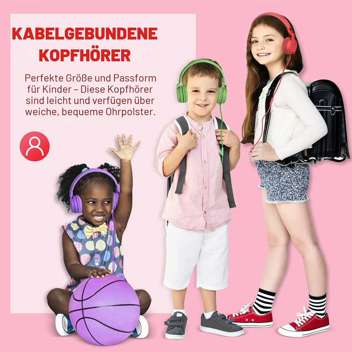 Rockpapa 952 Kinder Kopfhörer mit Kabel, Kopfhörer Kinder Mädchen, HD Mikrofon, Klinke 3.5 mm, Faltb