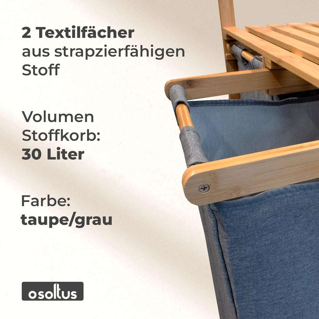 osoltus Bali Bambus Holz Wäschesortierer