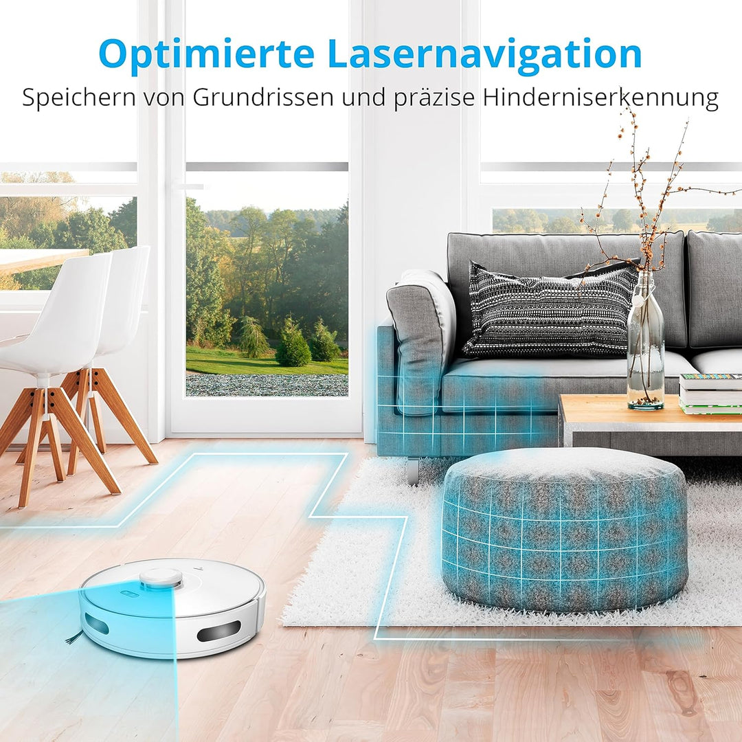 MEDION Saugroboter mit Lasernavigation und Wischfunktion X10 SW (Starke 2.700Pa Saugkraft, 2in1 Robo